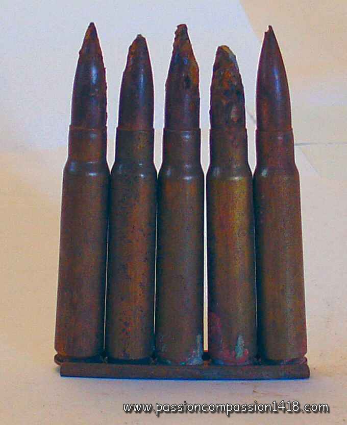 Barette de 5 cartouches pour fusil allemand Mauser