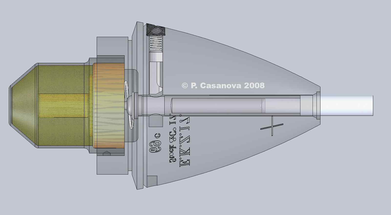 Fusee EKZ 17 en vol : verrou centrifuge repousse